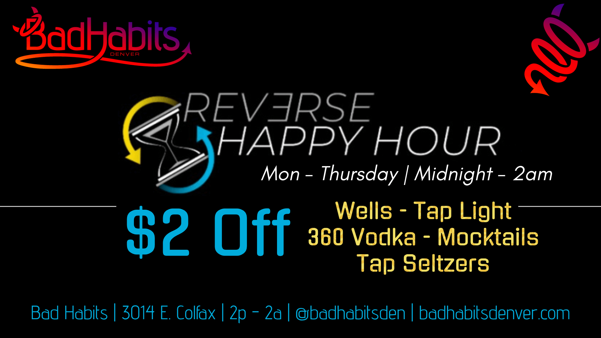 Bad Habits Denver   Reverse Happy Hour 2024 Wide 